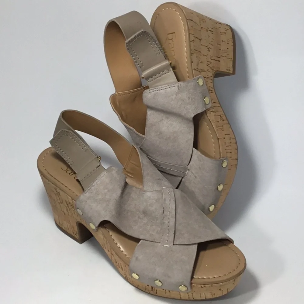 Franco Sarto Leather Suede Kicks Platform Sandals In Blush Size 9M